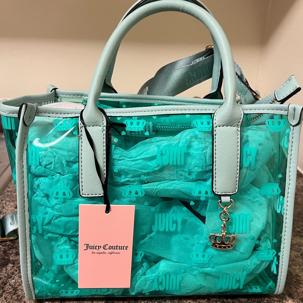 Juicy Couture Aqua Tote with Charm NWT